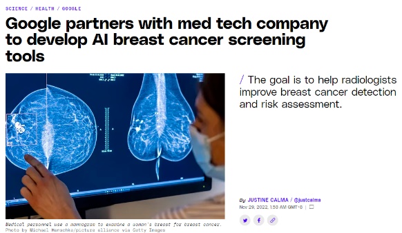 Google hợp tác phát triển công cụ AI sàng lọc ung thư, mục tiêu triển khai lâm sàng vào năm 2024